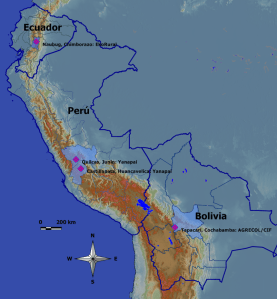 Ubicación de los 3 sitios para Objetivo 2